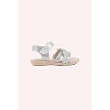 Panço Kız Bebek Gümüş Sandalet Gri