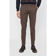 Morven Chino Pamuklu Yan Cep Slim Fit Dar Kesim Pantolon Kahverengi