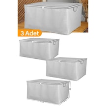 Serstil 3 Adet - Maxi Boy Gri Benekli Yastık / Battaniye Hurcu - 70x45x40 Cm Beyaz