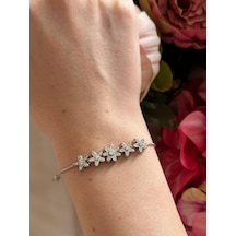 Çiçek Motif Silver Bileklik Gümüş