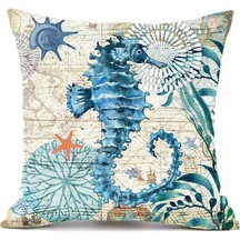 Flybuy Yastık Kılıfı Xıxun Örtüsü Minder Kaplumbağa Ev Denizatı Deniz Temalı Balina Ahtapot Çok Renkli