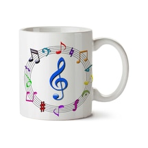 Müzik Notalar 2 İki Tarafı Baskılı Kupa Bardak Çok Renkli