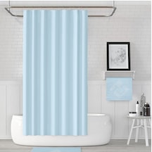 Mavi Polyester Kumaş Banyo Perdesi Yerli Üretim Duş Perdesi Plas Çok Renkli