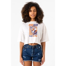 My Hero Academi Anime Endeavor Plus Ultra Beyaz Kırçıllı Kadın Crop Tshirt Beyaz