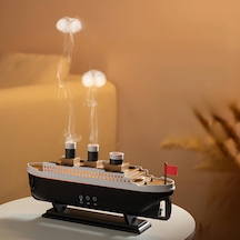 Gemi Tasarımlı Hava Nemlendirici Aroma Difüzör 7 Renk Led Işıklı Buharlı Aromaterapi Gece Lambası