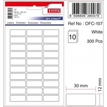 Tanex Etiket 10lu Ofc-107 Yapışkanlı - 2 Adet Beyaz