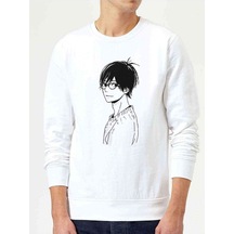 Anime Fairy Tail Glass Guild Emblem Baskılı Beyaz Erkek Sweat (534638982)