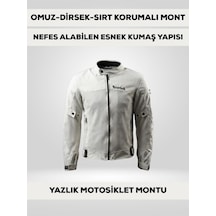 Beyaz Yazlık Fileli Motosiklet Montu Ce Korumalı Nefes Alan Hafif Mont Beyaz L