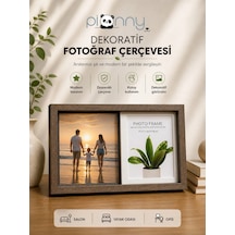 Pionny 2 Fotoğraflı Büyük Boy Sürgülü Dekoratif Ahşap Çerçeve 13x18 Cm Koyu Kahve