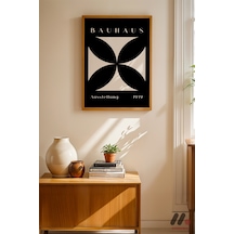 Bauhaus 1919 Siyah Afiş, Ahşap Çerçeveli Duvar Tablosu - Modern Ev Dekorasyonu