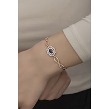 Nereze 925 Ayar Gümüş Hallow Model Mavi Taşlı Bileklik