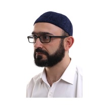 Lacivert Kışlık Sade Desenli Kadife Namaz Takkesi Lacivert