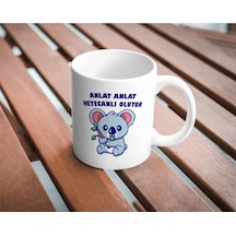 Anlat Anlat Baskılı Sevimli Kupa Bardak Komik Yazılı Hediyelik Çay Kahve Kupası Coffee Mug Beyaz - Çok Renkli