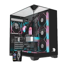 Gameline Carısma 7x Argb Kumandalı Fan Topglass Usb 3.0 Gaming Bilgisayar Kasası Siyah
