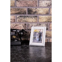 Beyaz Resim Fotoğraf Çerçevesi 10x15 Beyaz Gold İşlemeli Beyaz