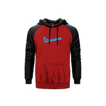Vespa Text Blue Kırmızı Renk Reglan Kol Sweatshirt Kırmızı