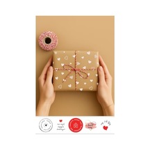 5 Adet Kalpli Paket Kağıdı Ve 35 Adet Sticker İçeren Ambalaj Seti 124-Pembe