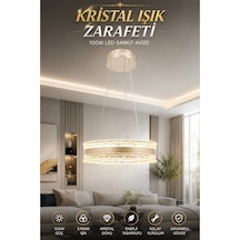 Modern Premium Ledli Taş Sarkıt Avize Gold Kum Beji Salon Oturma Odası Avizesi 100w 3 Renk Beyaz
