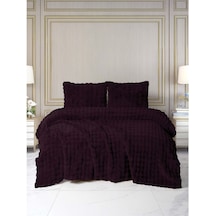 Merinos Dıamond 3 Parça Bubble Kürk Comforter Set Mürdüm Murdum