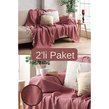 Miracolo Home Bordo Pamuklu Dekoratif Koltuk Örtüsü Set 170x230 Boyutlu Optimal Kaymaz Tasarım 2 Adet