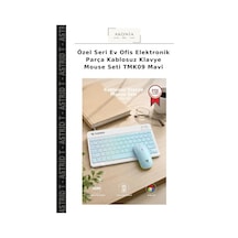 Özel Seri Ev Ofis Elektronik Parça Kablosuz Klavye Mouse Seti Tmk09 Mavi