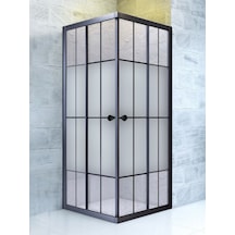 Durul Duşakabin Kare Siyah Çizgi Ortası Buzlu Siyah