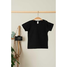 Twoo Kids Yakası Çıtçıtlı Unisex Çocuk Tişört - Siyah
