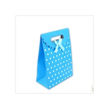 El Geçmeli Karton Çanta 26 X 19 X 9 Cm, Puanlı Mavi - 1 Adet