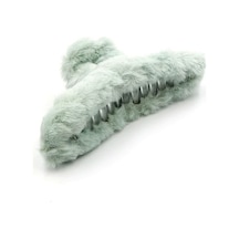 Yeşil Kürklü Soft Yumuşak Peluş Mandal Toka, Saç Tokası, Saç Aksesuarı Çok Renkli