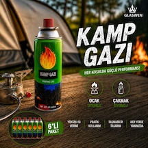 6 Adet Kamp Gazı Gaz Tüpü Portatif Ocak Kartuşu Tek Kullanımlık Pürmüz 400 Ml 227 Gr Yeşil