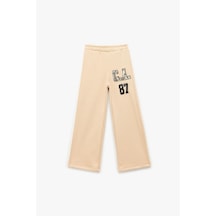 Koton Kız Çocuk Şardonlu Pullu Payetli Pamuklu Beli Lastikli Geniş Paça Eşofman Altı Bej