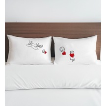 Bk Gift Sevgili Tasarımlı Pamuklu 2 Li Yastık Kılıfı Seti-1 50x70cm , Sevgiliye , Ev si, Tasarım Ev Tekstili