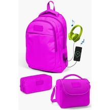 Coral High Kids Pembe Usb'li 3 Lü Okul Çanta Seti Set0124310 Çok Renkli