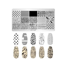 Taş Ve Geometrik Çizimler Dizayn Nail Art Stamping Baskı Plakası Fg-025