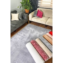 Gri Renkli Yumuşak Yüzeyli Kaydırmaz Puffy Peluş Halı-191 Gri - Antrasit