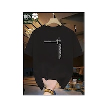 Medinenur Conquer All Yazı Baskılı Basic T-shirt Siyah
