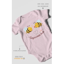 Morivokids Teyzesinin Balı Kısa Kollu Bebek Body %100 Pamuk Bebe Pembe