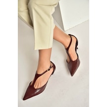 Fox Shoes Y480569960 Bordo Rustik Mini İnce Topuklu Sivri Burun Kadın Ayakkabı Bordo