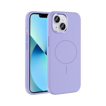 Zore İphone 15 Kılıf M-safe Şarj Özellikli Metal Kamera Çerçeveli Nvth Edi Silikon Kapak - Lila