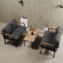 Mb Garden Furnıture Simetri Model, Balkon, Bahçe, Cafe, Metal Koltuk Takımı, Bahçe Takımı ,çay Seti,2+2 Sehpalı Süngerli Antrasit