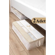 2 Adet Pencereli Baza Altı Düzenleyici Hurç 70x32x20 Qq Bej