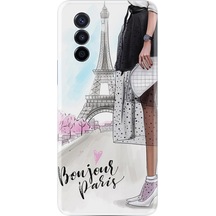 Huawei Nova Y70 Kılıf Resimli Silikon Bonjour Paris 1419 Siyah