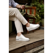 Shoetyle - Hakiki Deri Beyaz Renk Günlük Erkek Sneaker - 610-1005-1626