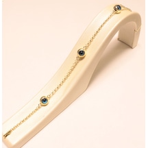 Altın Nazar Göz Boncuklu Bileklik-künye Sarı Altın