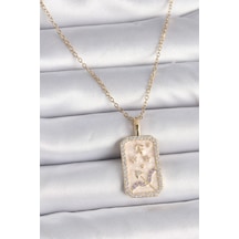 316l Çelik Gold Renk Zincir Yay Burcu Zirkon Taşlı Kadın Kolye - Tj-bko9464 Gümüş