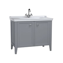 62157 VitrA Valarte Kapaklı Etajerli Lavabo Dolabı, 100 Cm, Mat Gri Lavabo Dahil-krom Kulplu Diğer