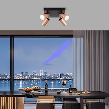 Rıolıght Modern1 Bakır1 Hareketli1 Başlık Siyah Gövde 4xgu10 Led Kare Spot Avize Ampül Dahildir