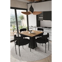 Avvio Lago Siyah Lake Mdf Ayak 80x80 Yemek Masası Mutfak Masası 4 Kişilik Masa Takımı Teddy Sandalye Akça Avvio89696
