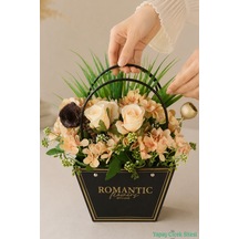 Yapay Çiçek Sitesi Yapay Çiçekli Romantic Çantalı Aranjman Model 43 Pembe