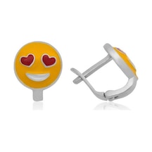 Gumush Gümüş Kalp Gözlü Emoji Çocuk Küpesi N11.41048